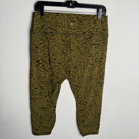Athleta Women's XL Animal Print Olive Green High Rise Stretch Workout Leggings - Picture 3 of 5